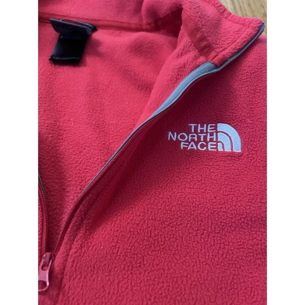 The North Face Fleece Pullover Sweater Mens Red 1/4 Zip Long Sleeve Sweatshirt L